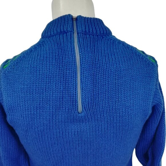 Vintage 70s Windowpane Diamond 3-D Knit Mock Neck 100% Wool Sweater Size XS? - Picture 8 of 9